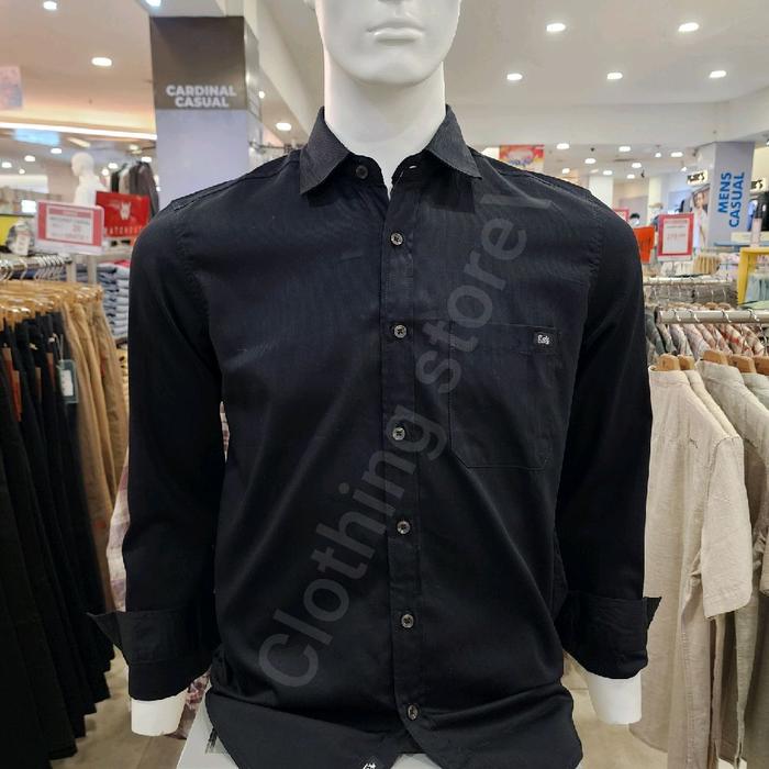 LOIS ORIGINAL kemeja corduroy pria lengan panjang hitam KLL561