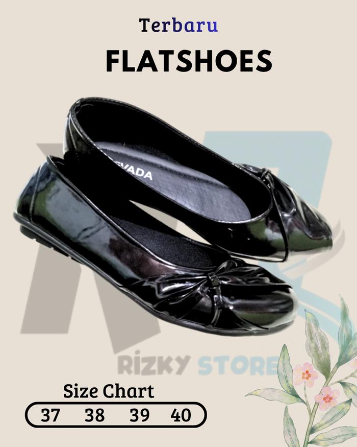 Rizky Store FLATSHOES WANITA GLOSSY SEPATU BALET PREMIUM CUCI GUDANG Material Kulit Sintetis Sol Non