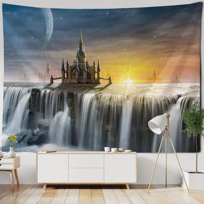 Castle art decoration tapestry, dreamy landscape printing fabric wall