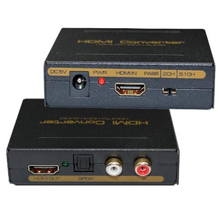 HDMI ke HDMI + SPDIF + RCA L/R Audio Converter Suara Audio Extractor