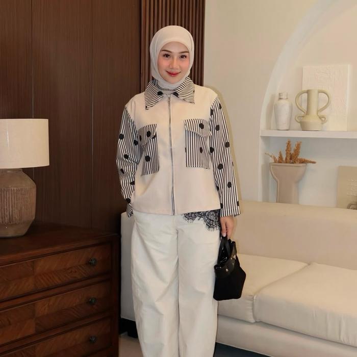 CANDY LADY Nuna Polka Top Atasan Payet Wanita Terbaru dengan Desain Unik dan Menarik  Baju Panjang T