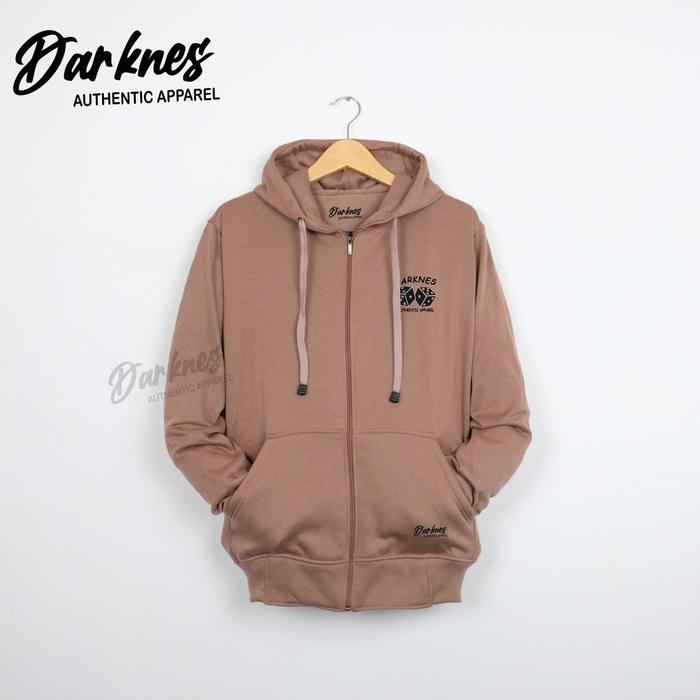 sweater zipper original darkness authentic apparel warna mocca sablon dadu premium simple suiter sle