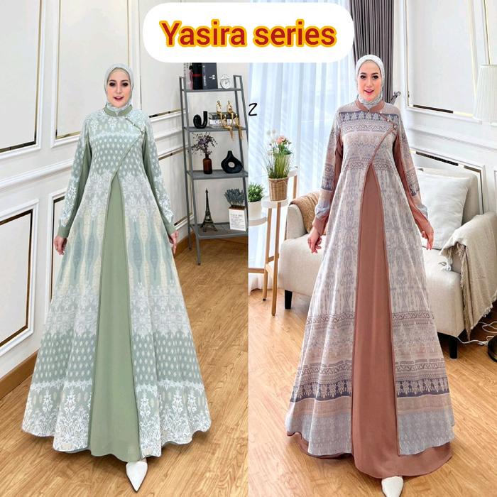 YASIRA 3 GLZ / YASIRA 2 GLZ / set gamis jilbab segi4 / setelan gamis jilbab segi empat motif/ Dress 