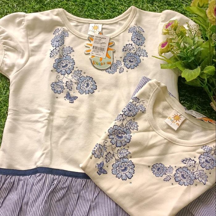 Dres kaos anak putih motif bunga salur brand little M