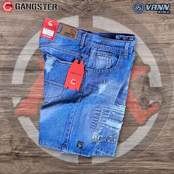 New Gangster Vann Style CELANA PENDEK PRIA JEANS SOBEK Denim Distro