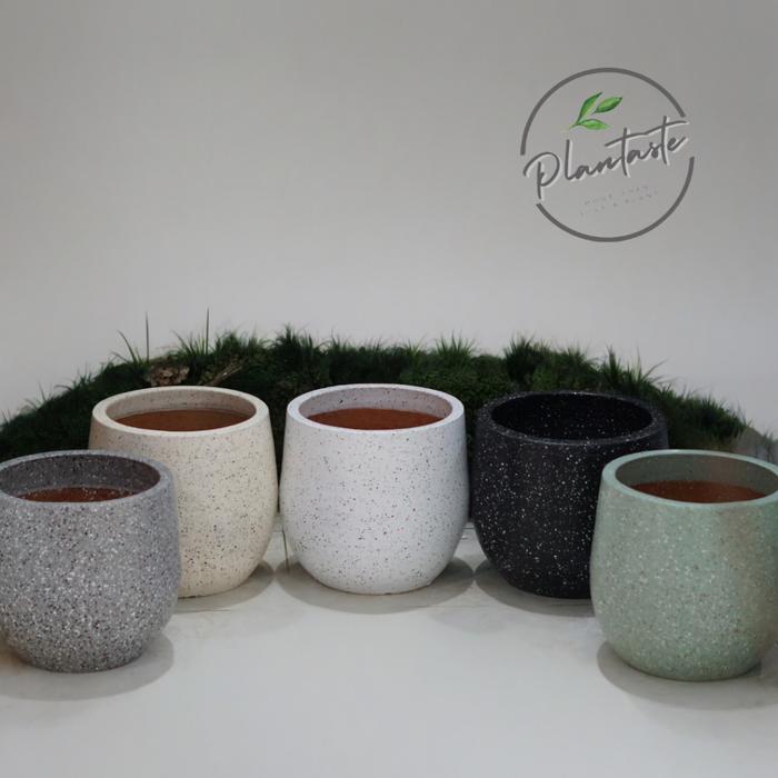 READY Pot Premium Obby Bercak Terrazo | Pot Gerabah Tanah Liat | Plantaste