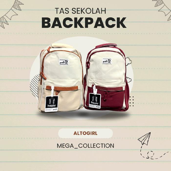 TAS RANSEL SEKOLAH BACKPACK ALTOGIRL UNTUK ANAK SD - SMP - SMA- WARNA BEIGE ORANGE - WARNA BEIGE RED