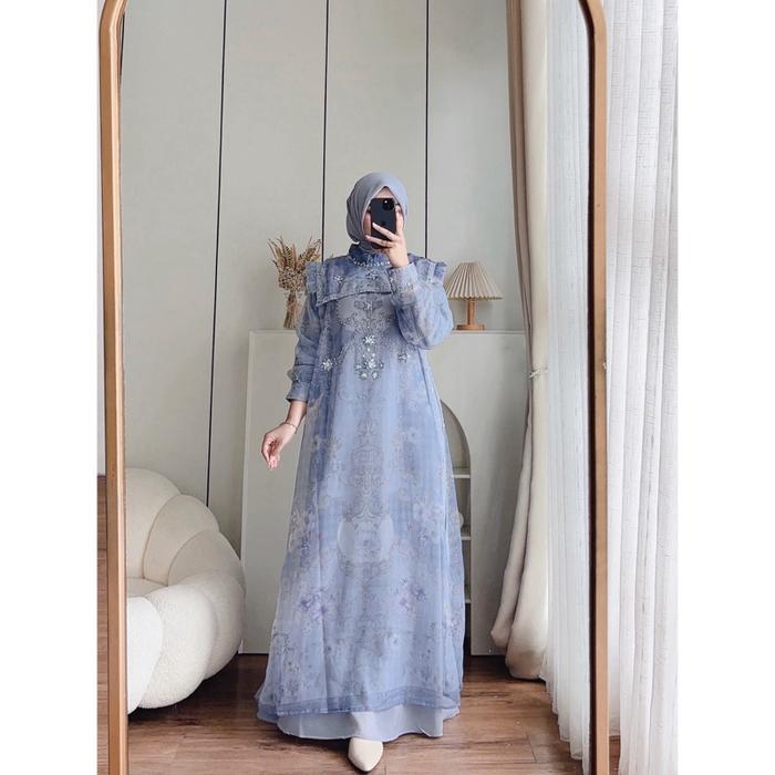 CANDY LADY Kalivia Ruffle Sethijab Maxi / Gamis Wanita Terbaru / Gamis Kondangan Bestseller
