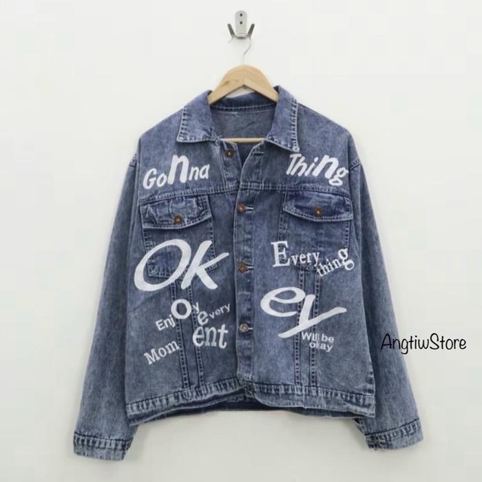 ANGTIW - Jaket Jeans Okey Cewek Cowok