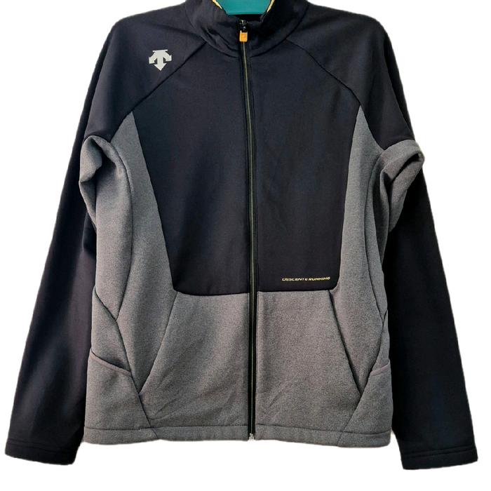Jacket Running Descente Grey Black 100 Zipper Katun Jaket