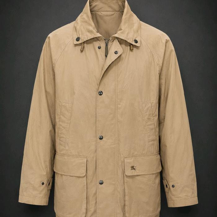 BURBERRYS London Classic Vintage Field Long Coat Jaket Beige Asli Mewah Autentik untuk Pria