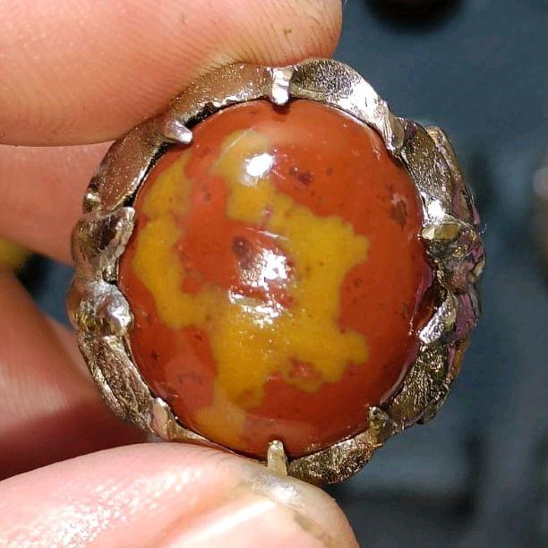 cincin batu akik jamal ati ayam motif unik antik