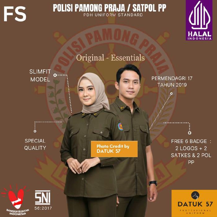 [FULL SET] Original Essentials by Datuk 57 : Seragam Kemeja Atasan Bawahan Celana Rok PDH Satpol PP 