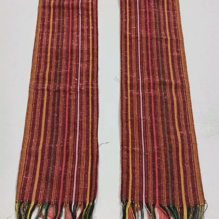 Scraf Ulos Mangiring Etnik Batak Toba Jahitan Rapi Lebar 13 Cm Panjang 170 Cm Cocok Untuk Berbagai G