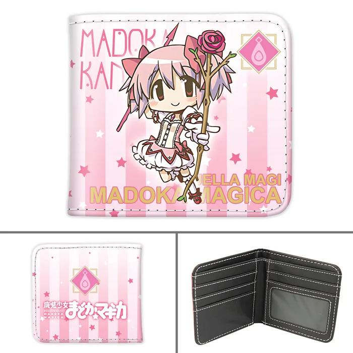 Puella Magi Madoka A Short Pu Leather Anime Wallet Cute Cartoon Kaname Madoka Akemi Homura Bifold Pu