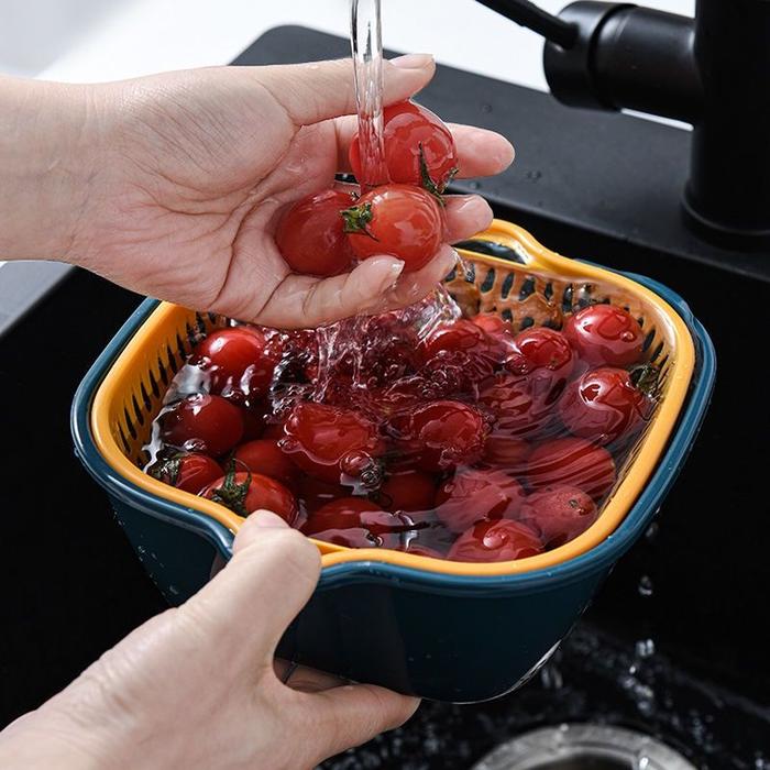{BG} Baskom Pencuci atau pengering Sayuran Buah Saringan Multifungsi / Keranjang Saringan Buah Sayur