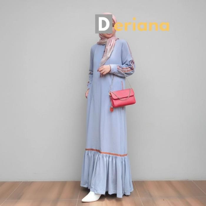 Gamis Dress Panjang Maxi Abu Muslim Remaja Casual Modern Simple Wanita Dewasa By Deriana Project May