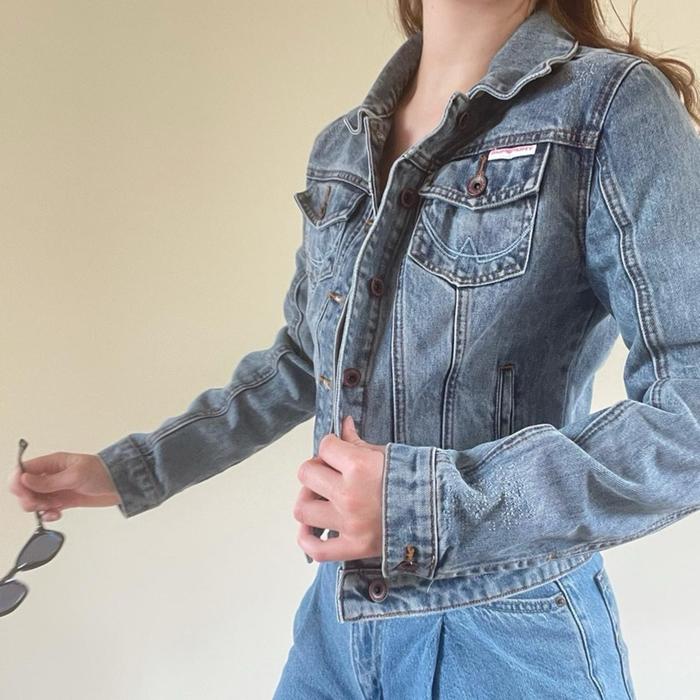 Jacket trucker denim vintage superdry Rose denim japan super cakep boxyfit crop