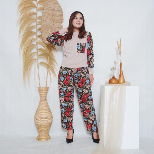 One Set Piyama Kaos Knitt Setelan