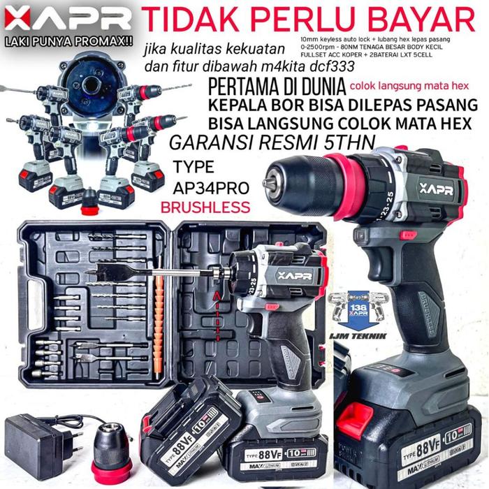 Raja Bor Brushless Apr Ap34 Pro Basic Mesin Ap13Pro Bisa Untuk Impact Driver Sekrup Lepas Kepala