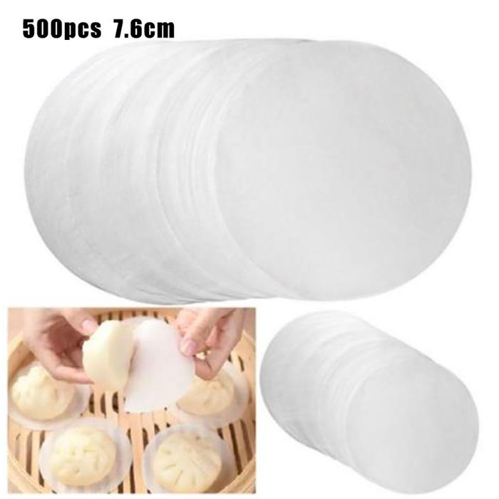 500 Buah Steamer Kertas Putih Bulat Pangsit Tikar Steamer Kertas