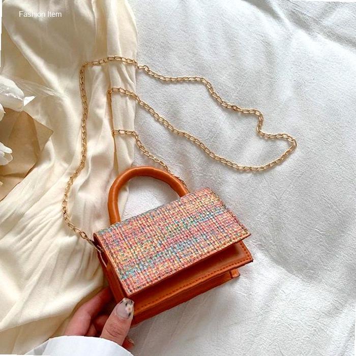Tas Selempang Mini HP Rajut Rantai Gold DD85 Tas Mini Wanita Import | Kekinian