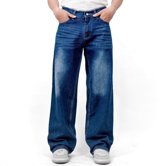 Azura Celana Panjang Jeans Carpanter skena gombrang Knit Baggy Trend Terbaru Celana Denim gangster k