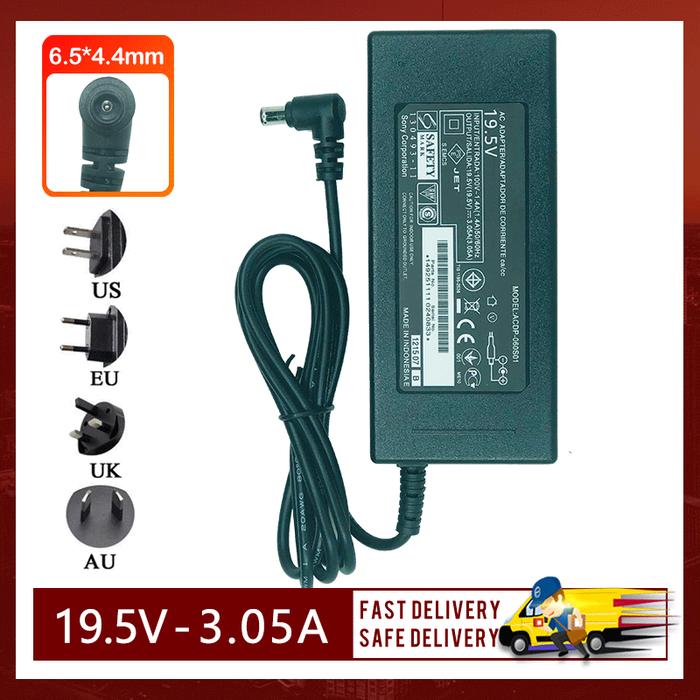 New 19.5V 3.05A 6.5*4.4mm AC Adapter For Sony ACDP-060E02 KLV-32EX330
