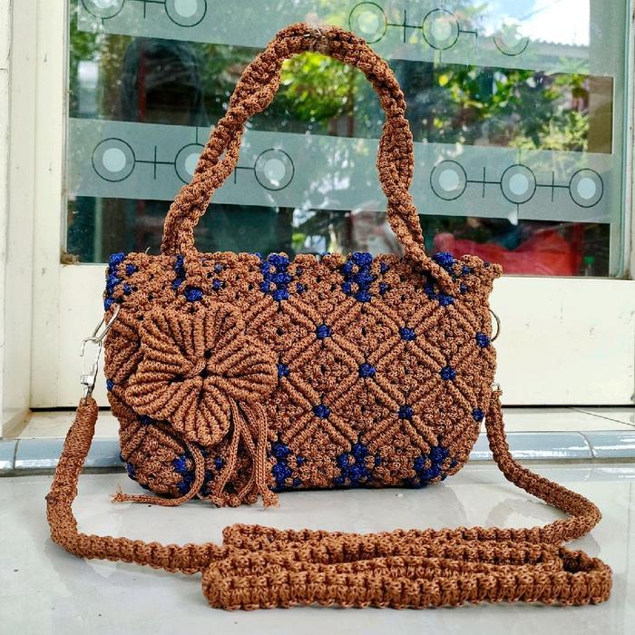Tas Rajut Motif Oval Mawar Tas Handmade Unik Terbaru Bahan Talikur Tas Macrame Tas Rajut Premium Tas