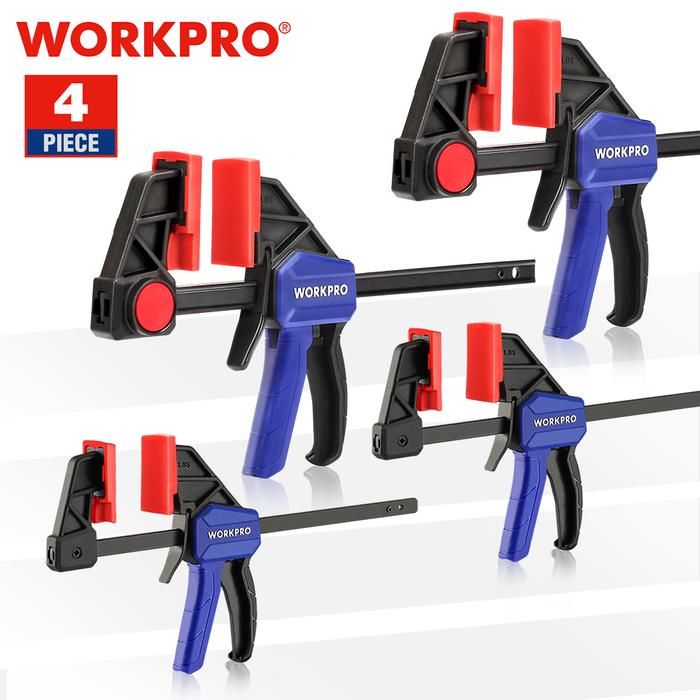 WORKPRO Set Klem Batang 4 Bagian Bar Kerja Kayu Set Klip Klem F 4.5