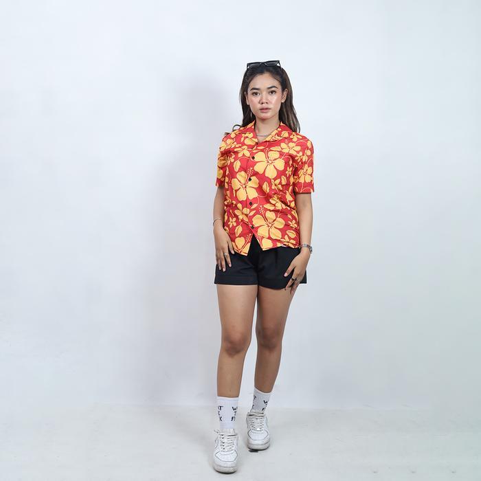 Dowear Baju Kemeja Kekinian Hem Motif Pria Wanita Trend Distro Jumbo Terbaru BUNGA VINTAGE 244