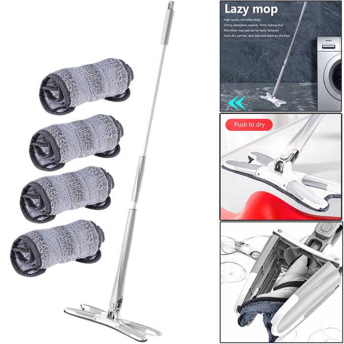 360° Cleaning Mop Automatic Wringing X-Shape Squeeze Flat Mop Lazy