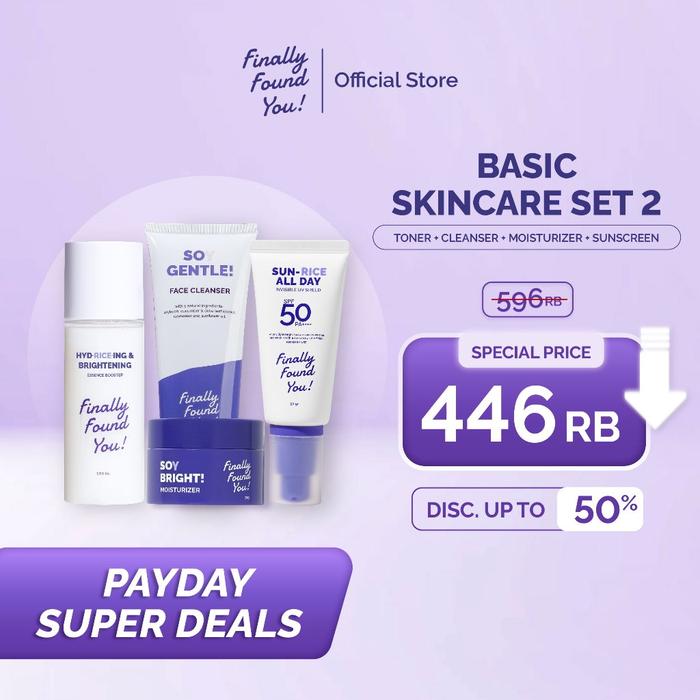 Finally Found You! Bundle Basic Skincare: Soy Gentle Face Cleanser + Hydriceing & Brightening Essenc