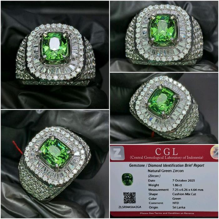 Natural Green Zircon 1.86cts memo CGL