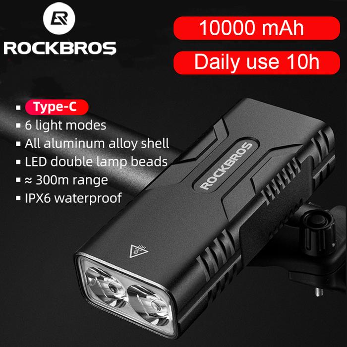 ROCKBROS Lampu Sepeda 850 Lumen Senter Sepeda 10000 MAh Lampu Depan