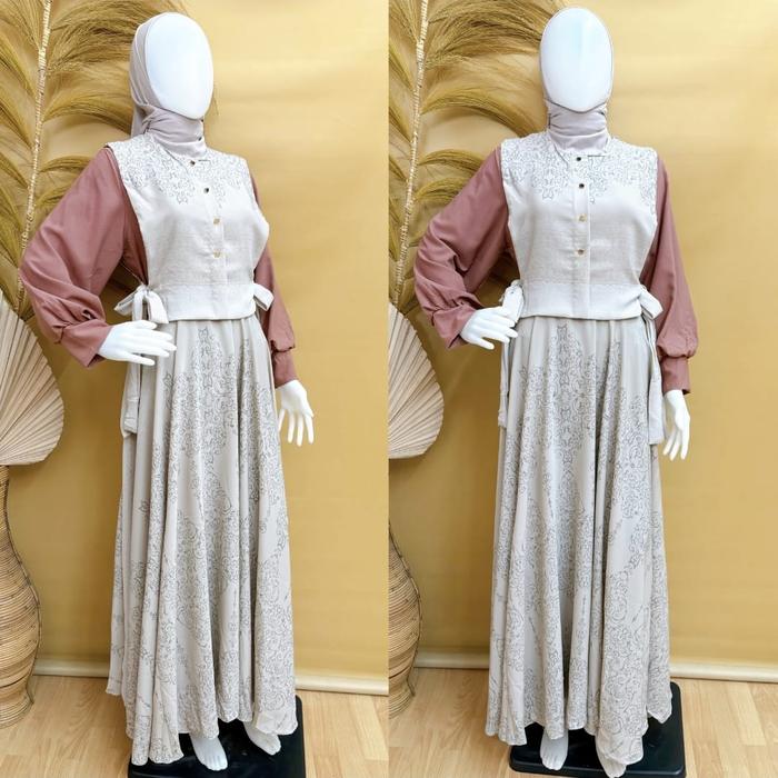 [ Nitaranz ] Gamis Lionel Premium by MCL2 Fashion Terbaru Tali Pinggang Samping