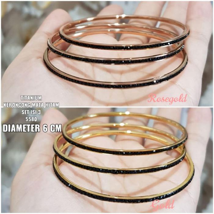 Gelang Keroncong Permata hitam Titanium