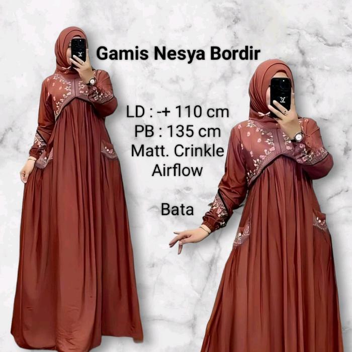 gamis nesya bordir gamis daily gamis crinkle