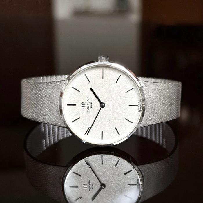 SUPER LANGKA ! NEW OLD STOCK ! jam tangan mewah Mon Bijou Swiss manual winding snowflake dial vintag