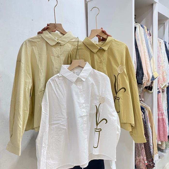 Baju atasan wanita kemeja crop Winody cewek