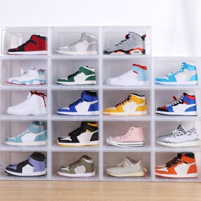 (Cooger) Box Sepatu Trasnparan Besar Kotak Sepatu Tebal Transparant Shoes Box