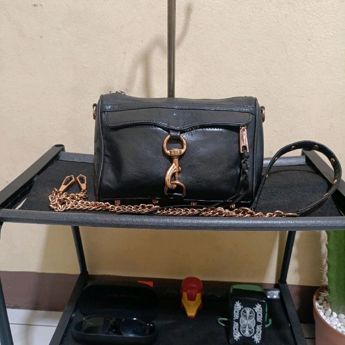 Rebecca Minkoff Mini M.A.C Black Full Leather Crossbody Bag Original