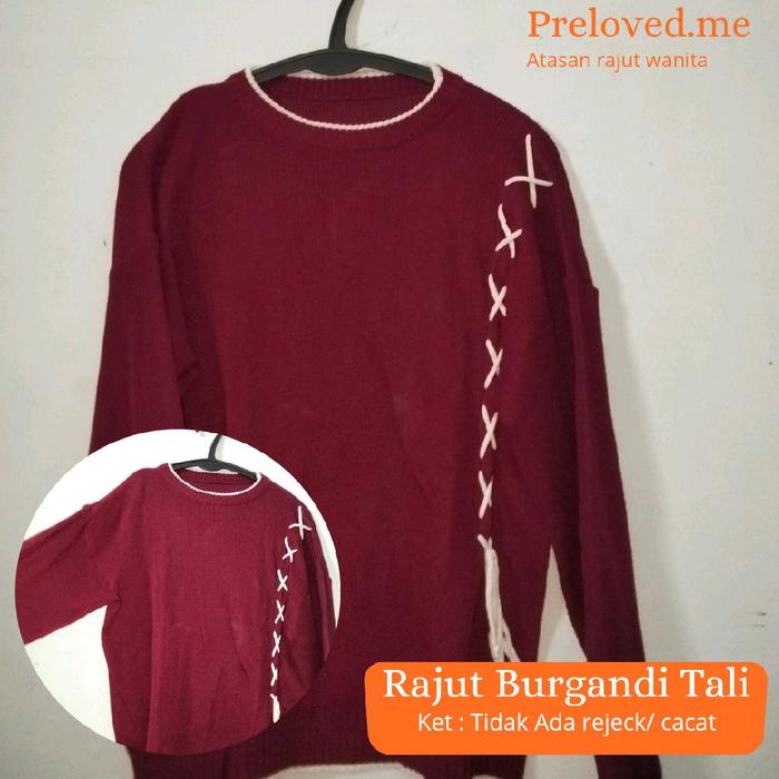 PRELOVED RAJUT WANITA KEKINIAN / Baju rajut wanita burgundy tali/ Rajut Bangkok kekinian Atasan Dewa