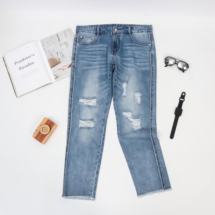 GXG JEANS Series #F7F0F0 // CELANA JEANS PANJANG WANITA SOBEK PREMIUM QUALITY