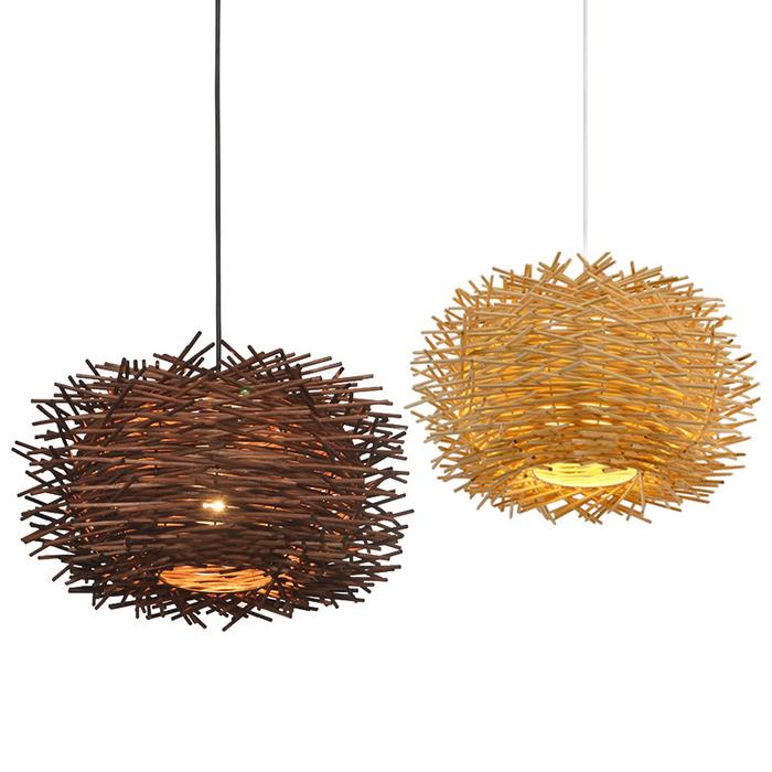 Lampu Sarang Burung Tenunan Tangan Kreatif Jepang Lampu Rotan Lampu