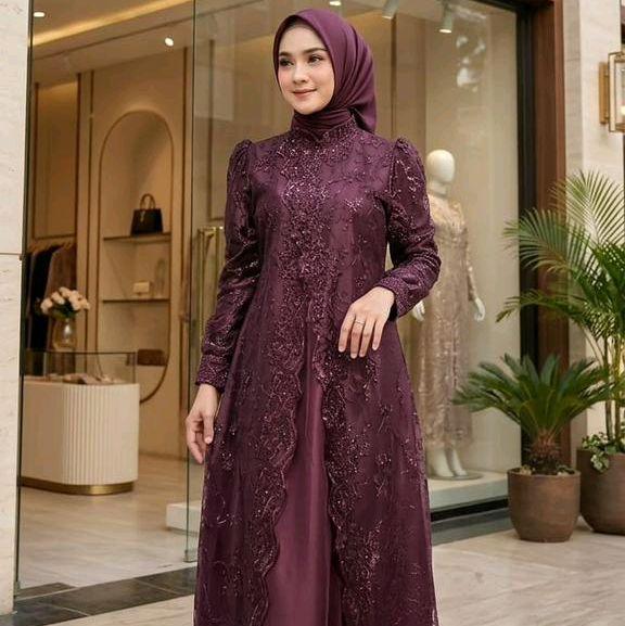 gamis Aura brukat .free hijab gamis mewah