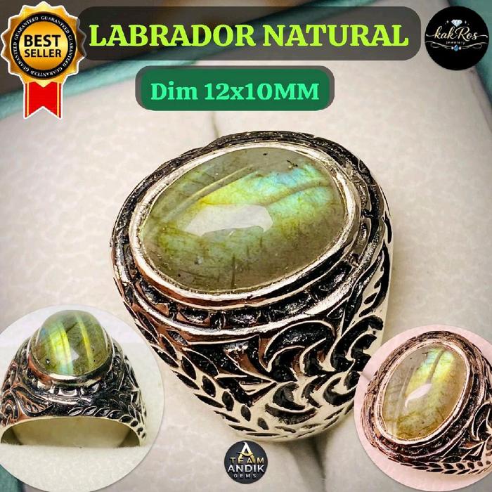 BATU PERMATA LABRADOR NATURAL IMPOR RING ALPAKA SUPER