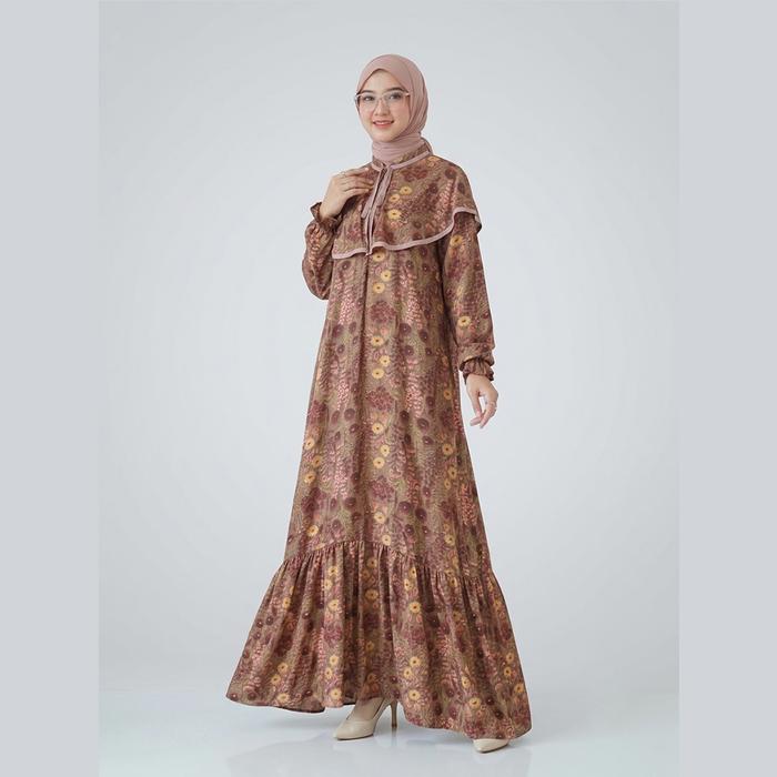 Dress Muslimah Motif Bunga Neo Flower Orinaura Bahan Katun Rayon Adem Premium Long Dress Gamis Busui