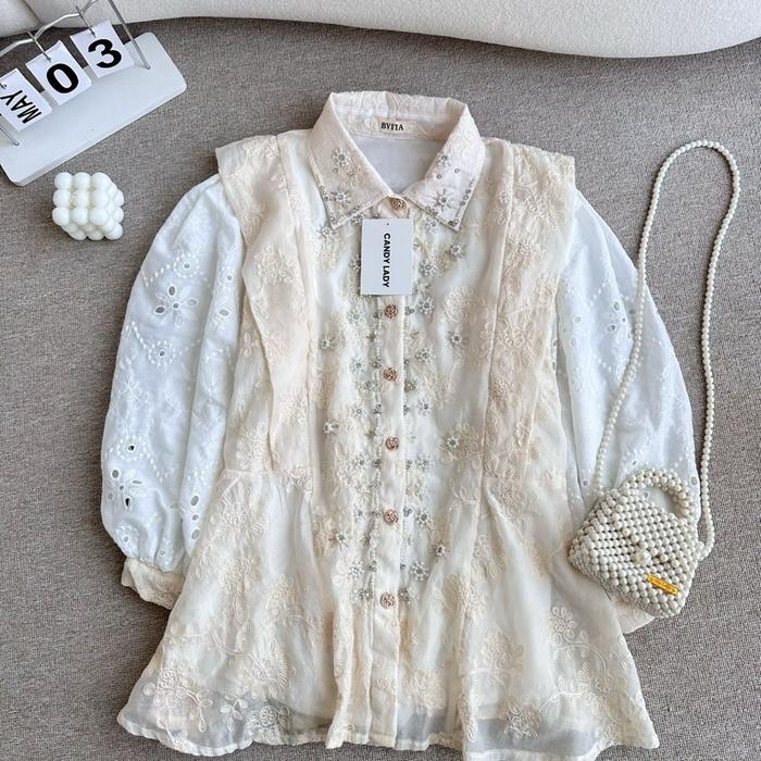 CANDY LADY Lovy Inava Beads Blouse / Atasan Payet Wanita Terbaru Blus Kondangan Bestseller Baju Panj