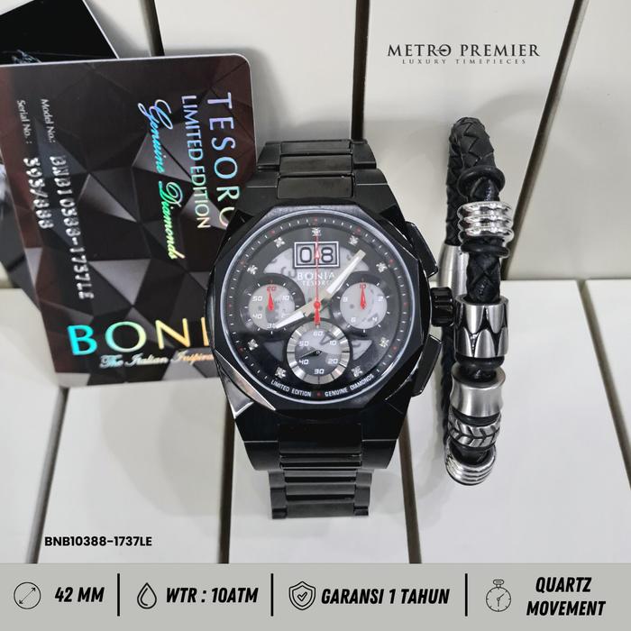 Bonia BNB 10388 – 1737LE BNB10388-1737LE Jam Tangan Pria Analog Stainless Steel Box Set Original & G
